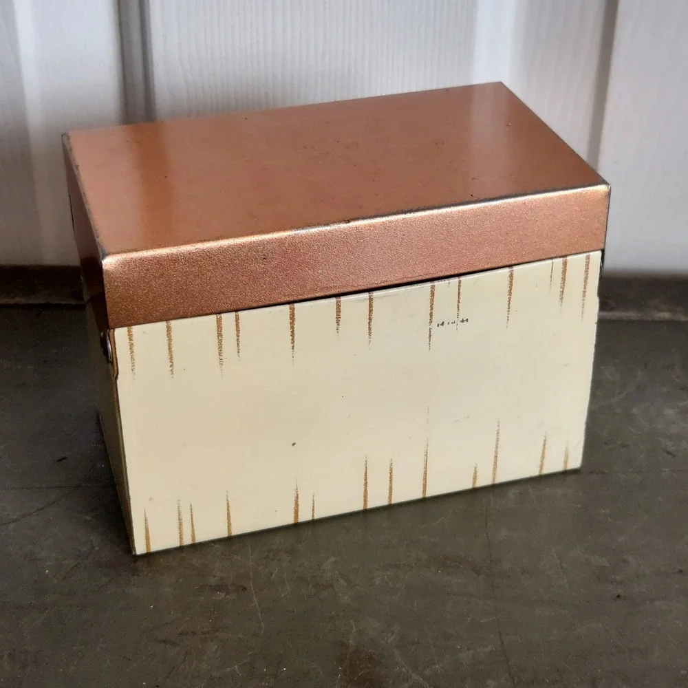 Vintage J Chein Co Metal Recipe Box Americana Eagle Kettle 1776 Made in USA - Picture 5 of 8